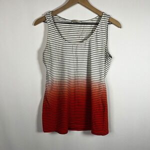 Joan Vass Top Women 0 Small Striped Scoop Neck Cotton Knit Sleeveless Blouse